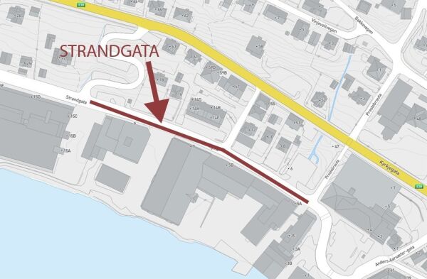 Strandgata stengt for trafikk