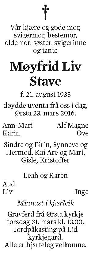 Møyfrid Liv Stave