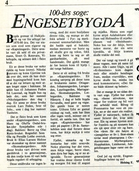Ei historie frå Engesetbygda
