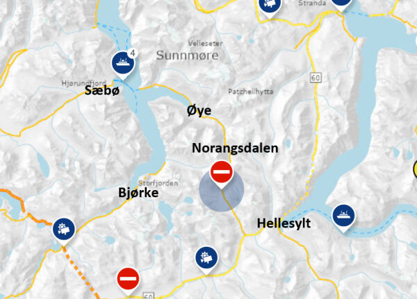 Vegen open att etter jordras i Norangsdalen