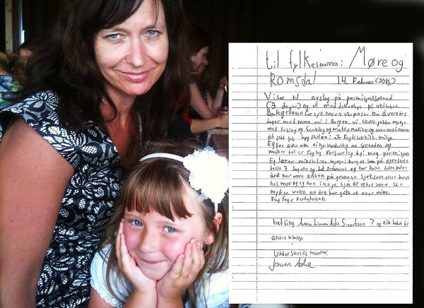 Anna Linnea (7 ½) klaga til Fylkesmannen