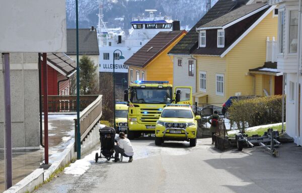 Brannutrykking i Volda sentrum