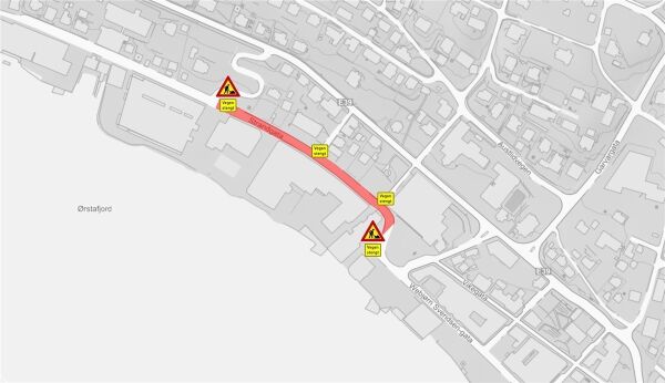 Strandgata stengd måndag og tysdag grunna asfaltering