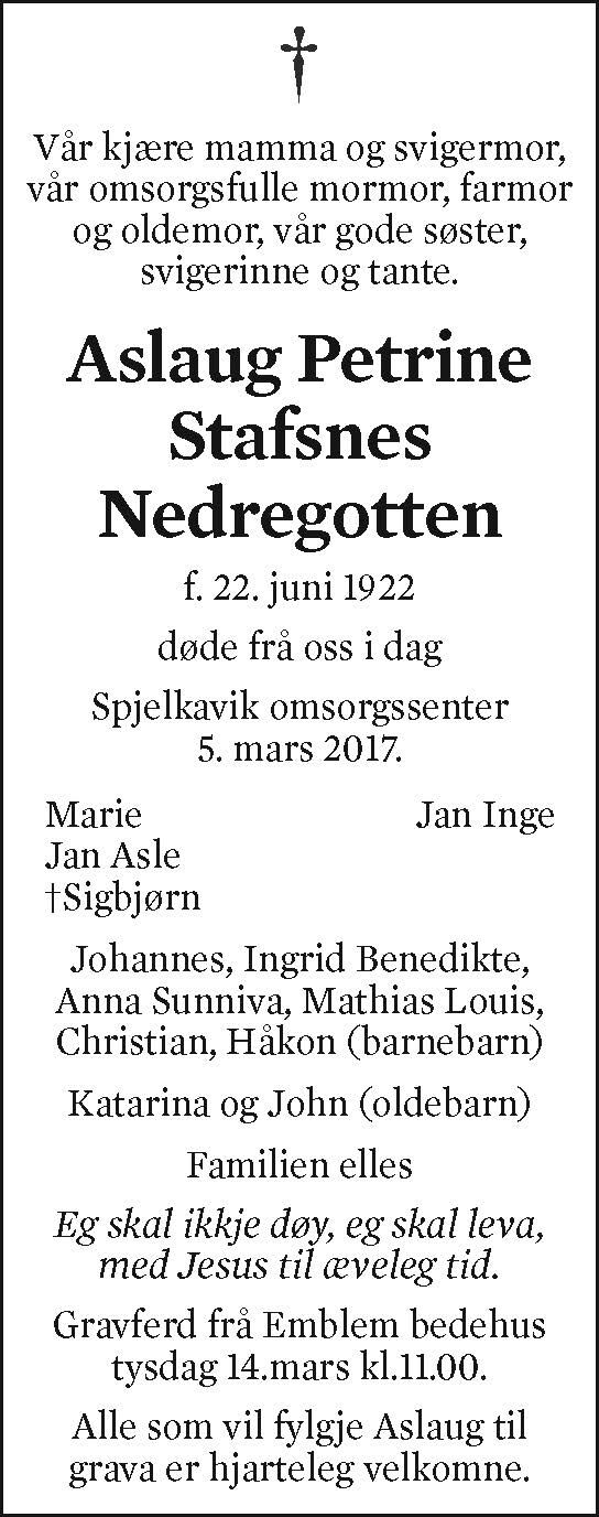 Aslaug Petrine Stafsnes Nedregotten