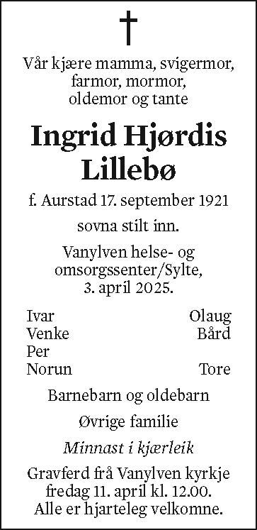 Ingrid Hjørdis Lillebø