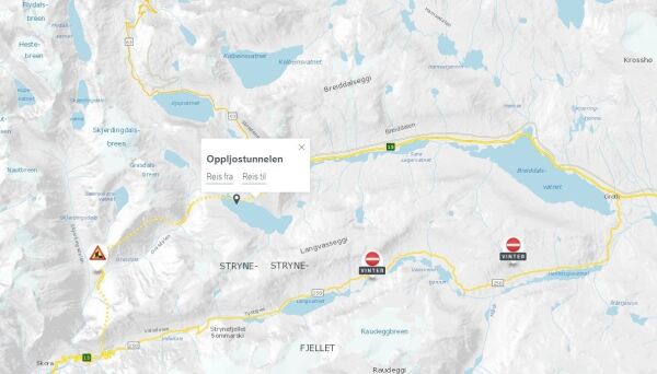 Oppljostunnelen på Strynefjellet vert stengt