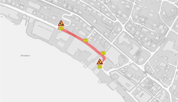 Gate delvis stengt frå 21. mars